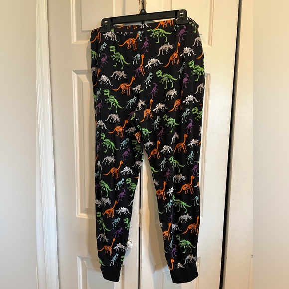 Dinosaur 🦖 2 Pc Pajamas / Thermal Underwear- Black w Dino Skeletons - Picture 5 of 8